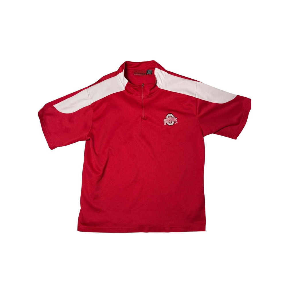 Ohio State Buckeyes Official Team Shop Red 1/4 Zip Short Sleeve Shirt Mens 2XL